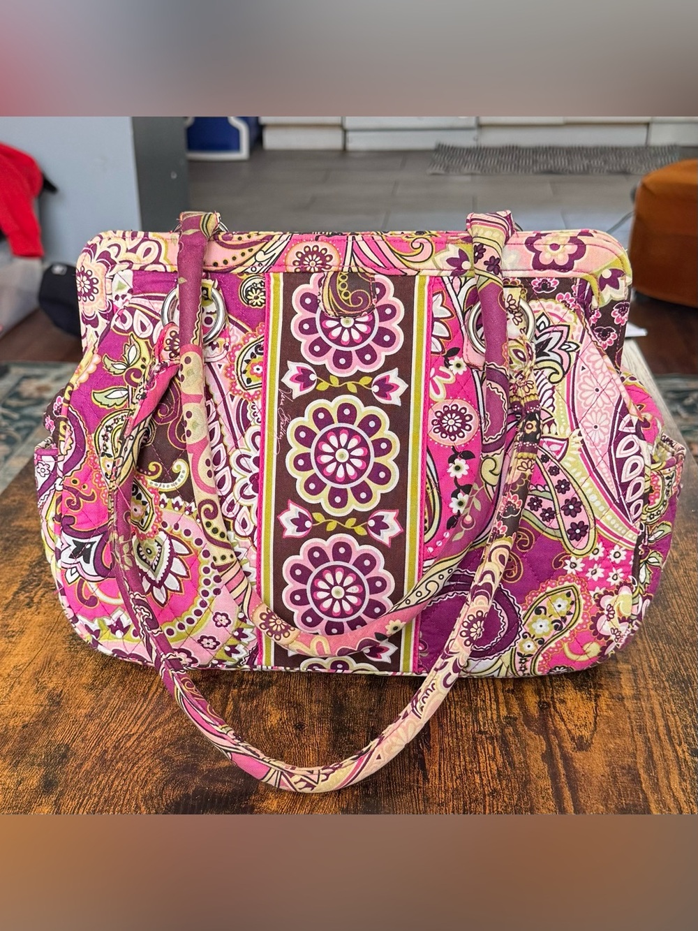 Vintage Vera Bradley "Plum Petals" Betsy Quilted Shoulder Bag – Retired 2009